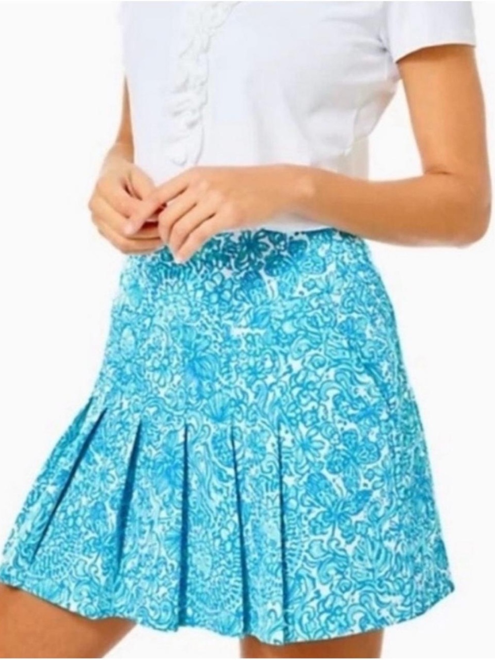 Lilly Pulitzer Priska Skort Womens 4 Blue White Took Me By Sunrise Pleated